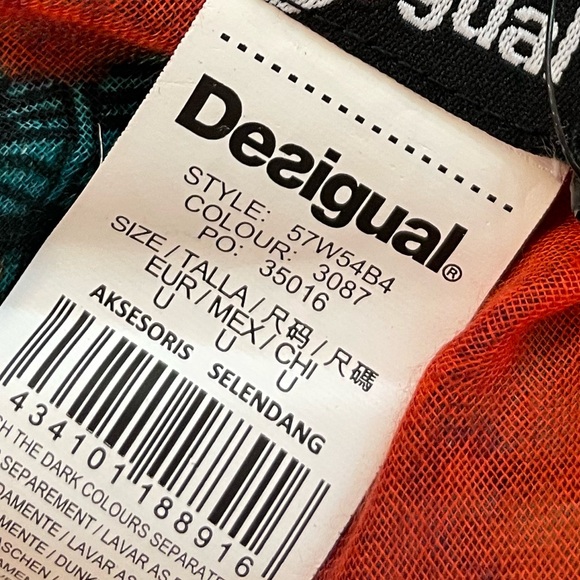 NWT - DESIGUAL Large Colorful Mandala Print Designer Scarf Wrap. - Picture 9 of 12